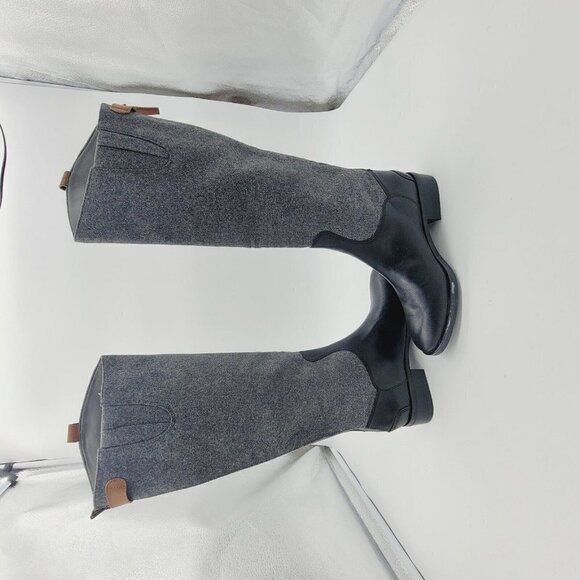 NEW Sam Edelman Penny Gray Black Mixed Media Tall Riding Boots Women's Size 5.5 - Picture 5 of 11
